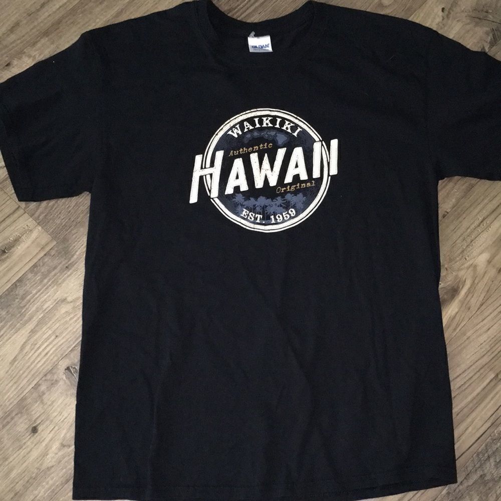 Black Hawaii Waikiki Oahu Relax Tourist t shirt L